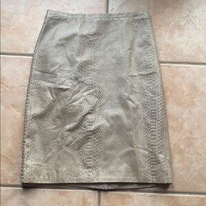 NWOT BCBGMaxAzria Tan Leather Snakeskin Print Pencil Skirt Size 2